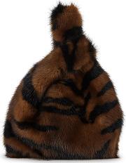 Furrissima Mini Tiger Print Fur Top Handle Bag