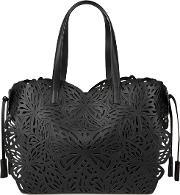 Liara Black Butterfly Leather Tote