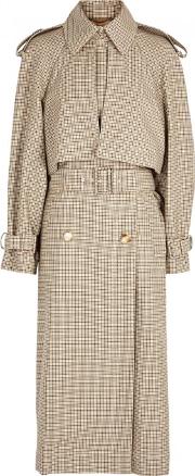 Cecile Prince Of Wales Checked Trench Coat Size 8