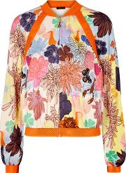Alaya Floral Print Seersucker Bomber Jacket
