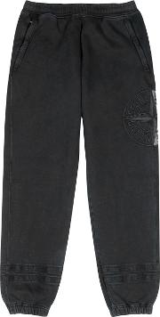 Black Logo Embroidered Cotton Sweatpants