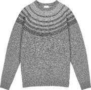 Grey Intarsia Wool Jumper