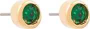 1980s Vintage D Orlan Emerald Green Stud Earrings