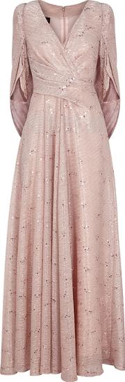 Pink Sequin Embellished Voile Gown