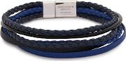 Montecarlo Blue Braided Leather Wrap Bracelet