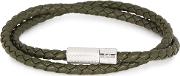 Rigato Army Green Leather Wrap Bracelet