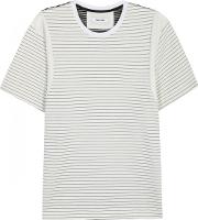 Pierced Contrast Panelled Cotton T Shirt Size M