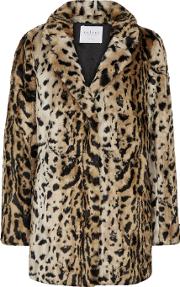 Juliana Leopard Print Faux Fur Coat
