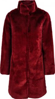 Mina Burgundy Reversible Faux Fur Coat 