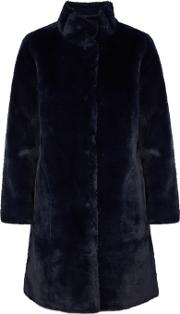 Mina Navy Reversible Faux Fur Coat