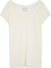 White M Lange Cotton T Shirt Size L