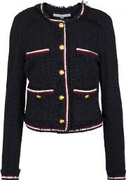 Black Fringed Tweed Jacket Size 10