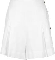 White Linen Blend Shorts