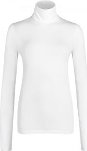 White Roll Neck Jersey Top 