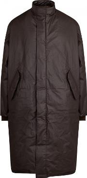 Dark Brown Coated Cotton Coat Size L