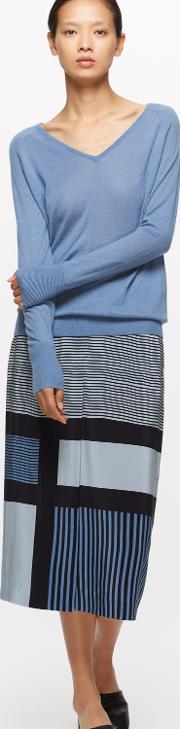 Block Stripe Wrap Skirt 