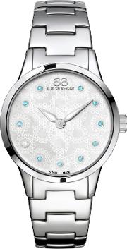 87wa153210 Women's Rive Blue Topaz And Diamond Filigree Dial Bracelet Strap Watch