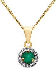 9ct Gold Precious Stone And Diamond Round Pendant Necklace