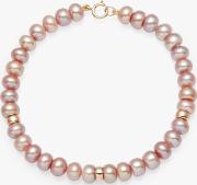9ct Gold Rondelle And Freshwater Pearl Bracelet