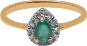 9ct Yellow Gold Pear Emerald And Diamond Engagement Ring