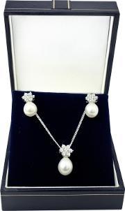 sterling silver pearl pendant and earrings box set