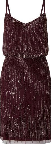 spaghetti strap cocktail dress with fringe detail