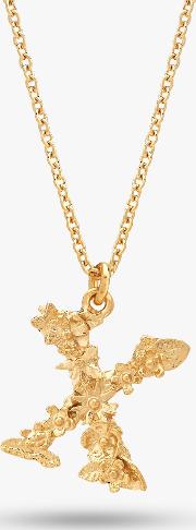 22ct Gold Plated Sterling Silver Floral Letter Pendant Necklace