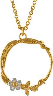 Gold Vermeil Branch And Flower Pendant Necklace
