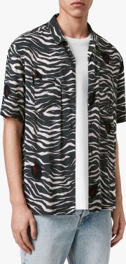 Lazaro Tiger Stripe Camp Collar Shirt