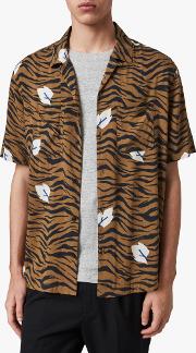 Lazaro Tiger Stripe Camp Collar Shirt