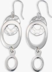 Hammered Open Oval Drop Earrings
