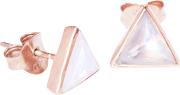 18ct Rose Gold Vermeil Moonstone Triangle Stud Earrings, Rose Gold