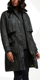 barbour floree wax coat black