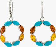 Be Jewelled Turquoise And Amber Circle Drop Earrings