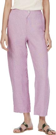 Pin Stripe Cropped Linen Trousers
