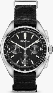 96a225 Men's Archive Lunar Pilot Date Single Chronograph Fabric Strap Watch