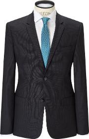Tate Micro Two Tone Weave Tailored Suit Jacket, Blackgrey