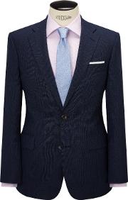 Wool Glen Check Tailored Suit Jacket, Indigo