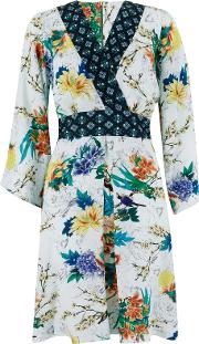 Bird Print Kimono Dress