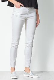 Skinny Twill Jeans, White