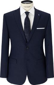 Textured Tailored Fit Suit Jacket, Navy