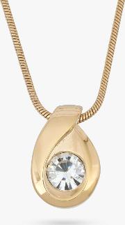 Vintage Gold Plated Swarovski Crystal Teardrop Pendant Necklace