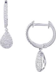 18ct White Gold Diamond Pear Drop Hoop Earrings