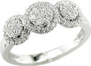 18ct White Gold Diamond Triple Cluster Engagement Ring