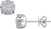 18ct White Gold Solitaire Diamond Large Stud Earrings