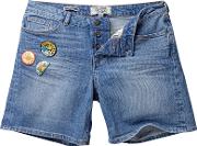 Badged Denim Shorts