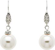 Swarovski Crystal And Pearl Wire Drop Earrings