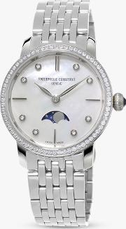 Fc 206mpwd1sd6b Women's Moonphase Diamond Bracelet Strap Watch