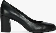 Women's Annya Leather Block Heel Court Shoes