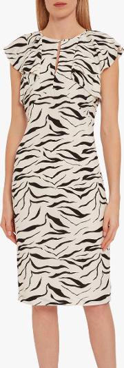Minako Zebra Print Ruffle Cap Sleeve Dress